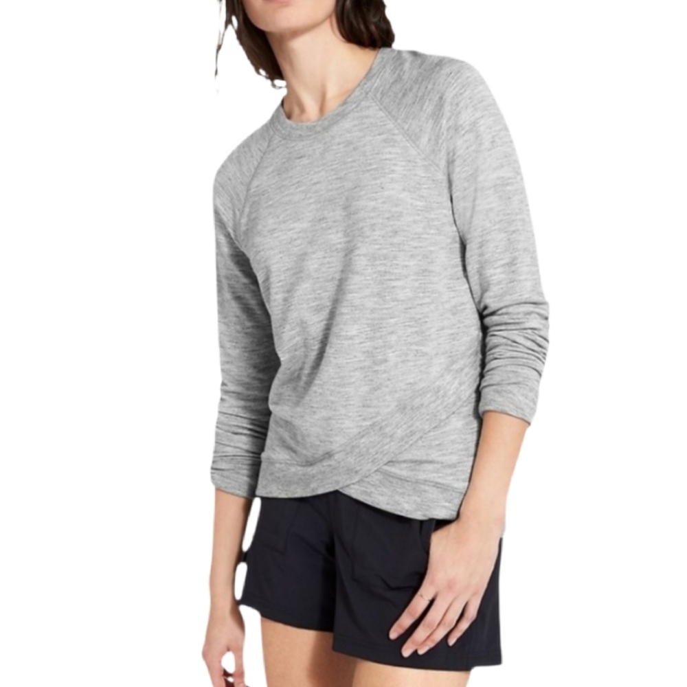 Athleta Women's Heather Gray Criss Cross Sweatshirt Size Medium